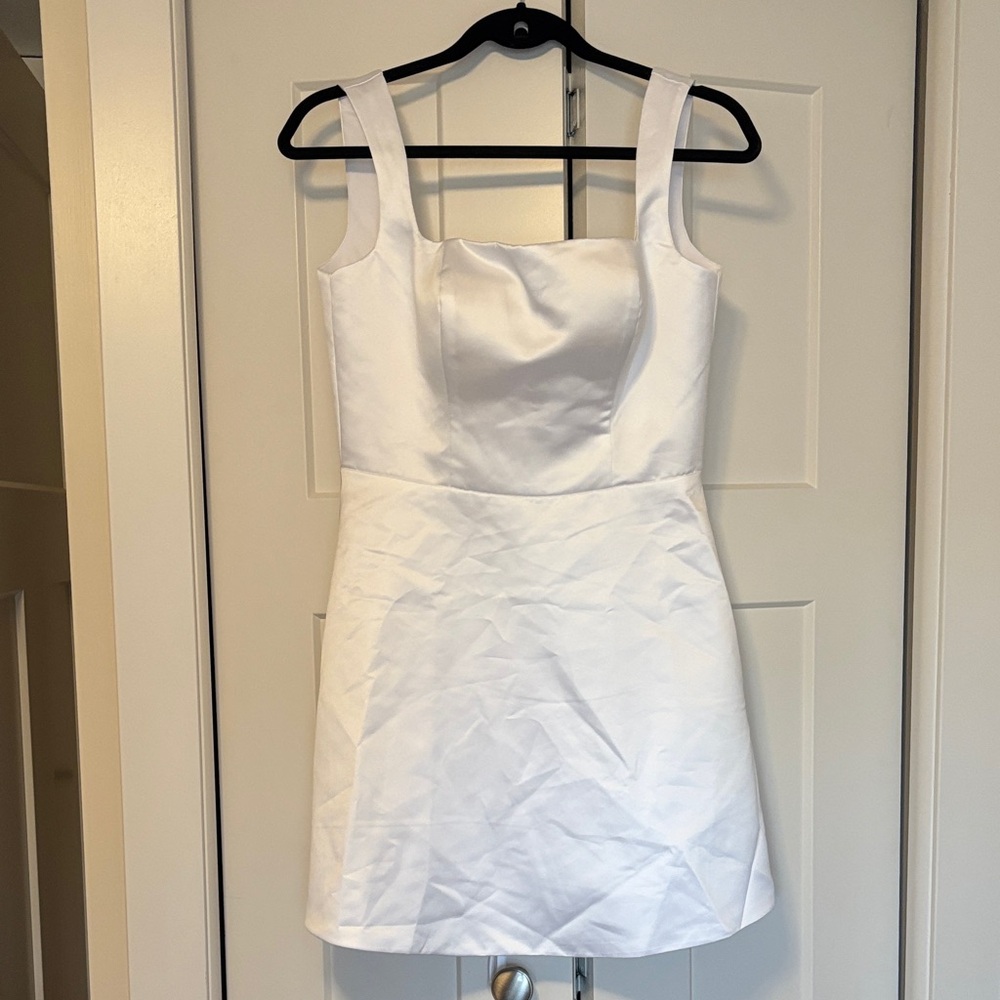 NWT White Satin Mini Dress with Corset Back